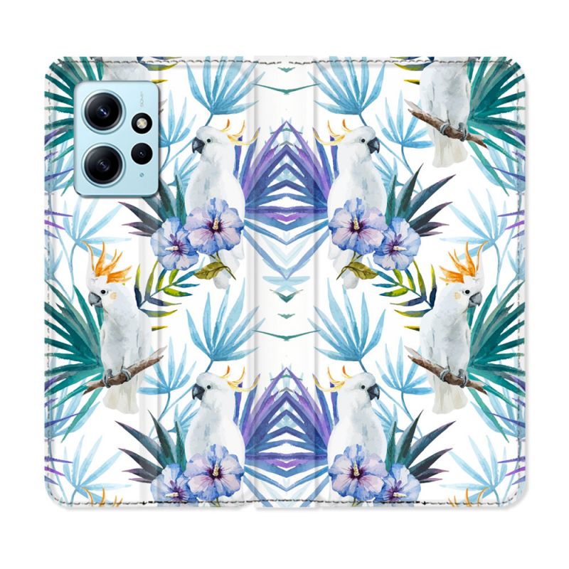 Housse Cuir Portefeuille Pour Xiaomi Redmi Note 12 4G Animal Perroquet Peinture