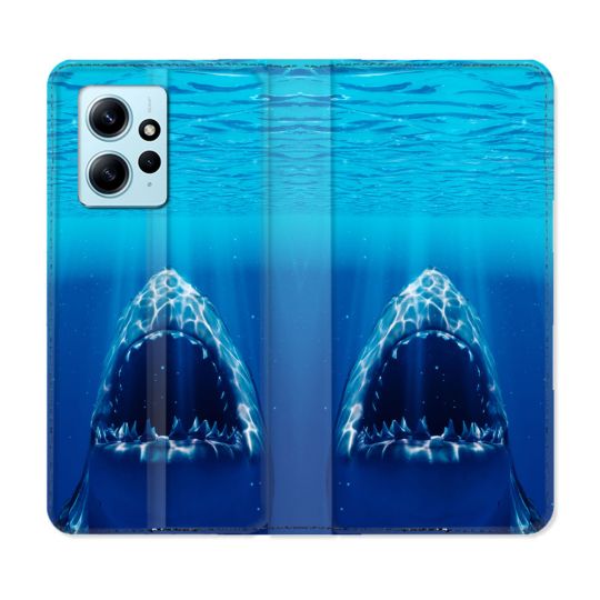 Housse Cuir Portefeuille Pour Xiaomi Redmi Note 12 4G Animal Requin Dent