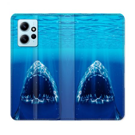 Housse Cuir Portefeuille Pour Xiaomi Redmi Note 12 4G Animal Requin Dent