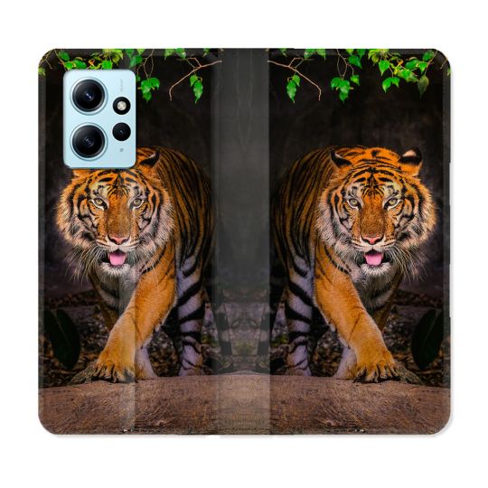Housse Cuir Portefeuille Pour Xiaomi Redmi Note 12 4G Animal Tigre Jungle