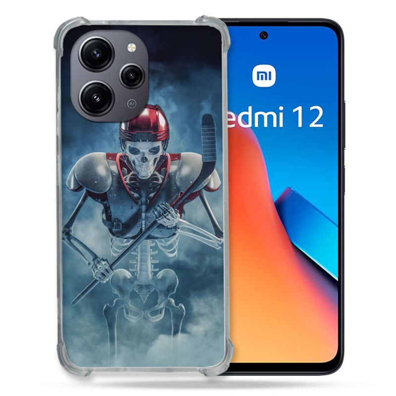 Coque Renforcée En Verre Trempé Pour Xiaomi Redmi 12 5G Sport Hockey Squelette