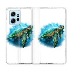 Housse Cuir Portefeuille Pour Xiaomi Redmi Note 12 4G Animal Tortue Blanche multicolore