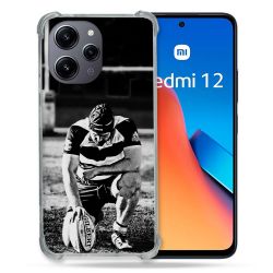 Coque Renforcée En Verre Trempé Pour Xiaomi Redmi 12 5G Sport Rugby Noir Blanc