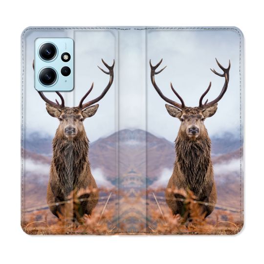 Housse Cuir Portefeuille Pour Xiaomi Redmi Note 12 4G Chasse Chevreuil Montagne