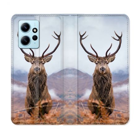 Housse Cuir Portefeuille Pour Xiaomi Redmi Note 12 4G Chasse Chevreuil Montagne