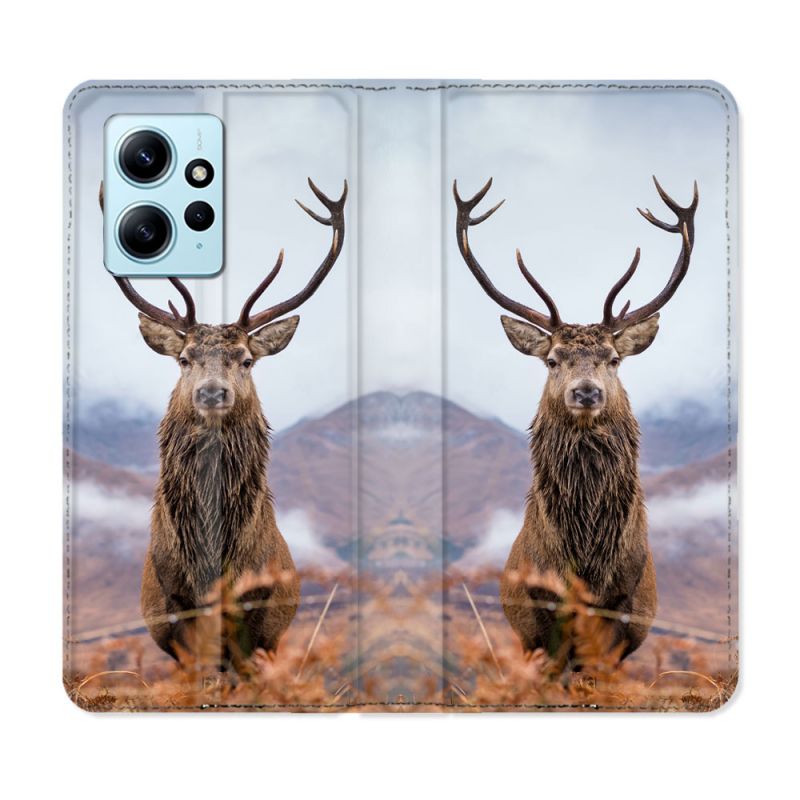 Housse Cuir Portefeuille Pour Xiaomi Redmi Note 12 4G Chasse Chevreuil Montagne