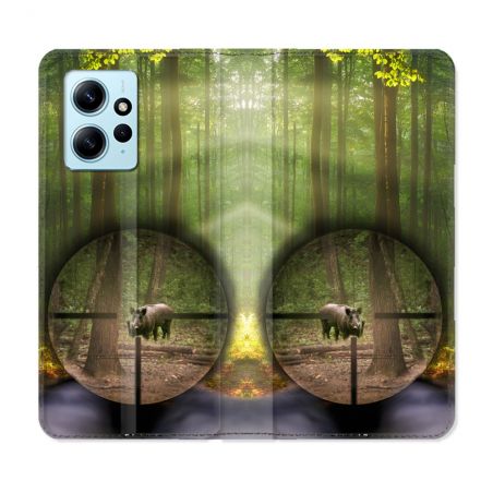 Housse Cuir Portefeuille Pour Xiaomi Redmi Note 12 4G Chasse Sanglier Viseur