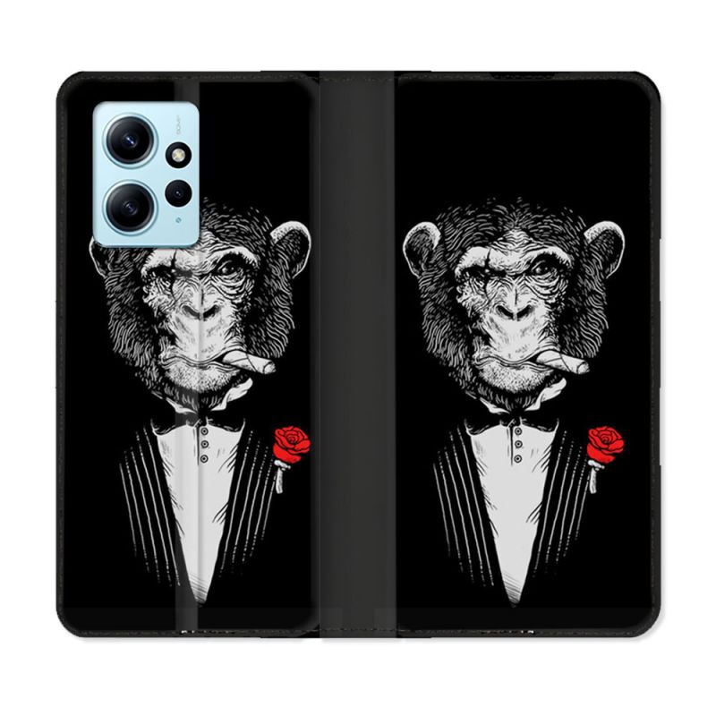 Housse Cuir Portefeuille Pour Xiaomi Redmi Note 12 4G Decale Singe Mafia