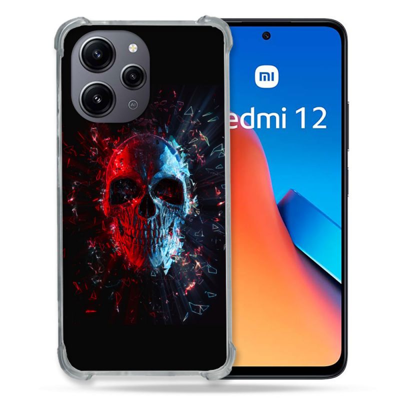 Coque Renforcée En Verre Trempé Pour Xiaomi Redmi 12 5G Tete de Mort Deflagration