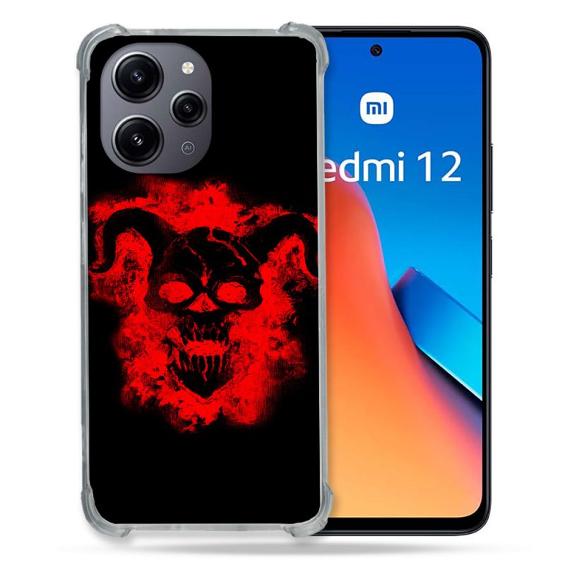 Coque Renforcée En Verre Trempé Pour Xiaomi Redmi 12 5G Tete de Mort Diable