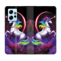 Housse Cuir Portefeuille Pour Xiaomi Redmi Note 12 4G Fantastique Licorne Arc en ciel