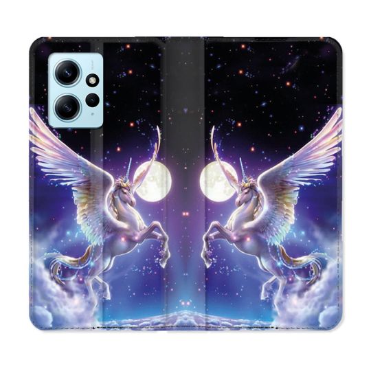 Housse Cuir Portefeuille Pour Xiaomi Redmi Note 12 4G Fantastique Licorne Céleste