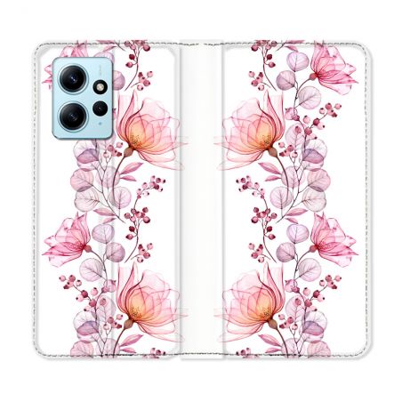 Housse Cuir Portefeuille Pour Xiaomi Redmi Note 12 4G Fleur Eclosion