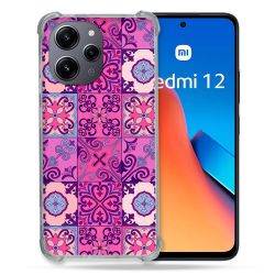 Coque Renforcée En Verre Trempé Pour Xiaomi Redmi 12 5G Texture Carreau Ciment Violet