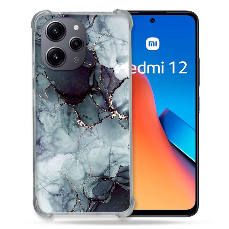 Coque Renforcée En Verre Trempé Pour Xiaomi Redmi 12 5G Texture Marbre Gris