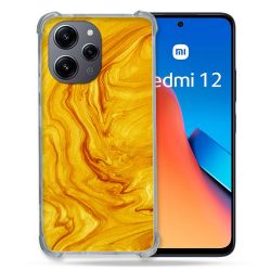 Coque Renforcée En Verre Trempé Pour Xiaomi Redmi 12 5G Texture Marbre Jaune