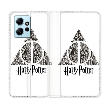 Housse Cuir Portefeuille Pour Xiaomi Redmi Note 12 4G Harry Potter Hollows triangle Blanc