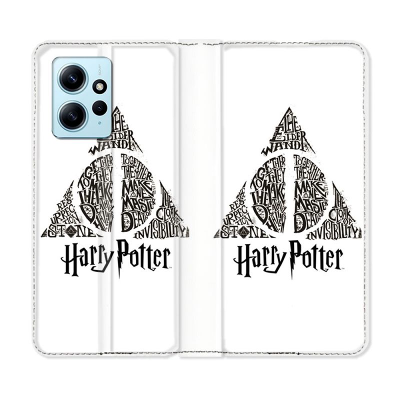 Housse Cuir Portefeuille Pour Xiaomi Redmi Note 12 4G Harry Potter Hollows triangle Blanc