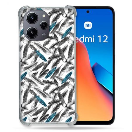 Coque Renforcée En Verre Trempé Pour Xiaomi Redmi 12 5G Texture Plume Canard