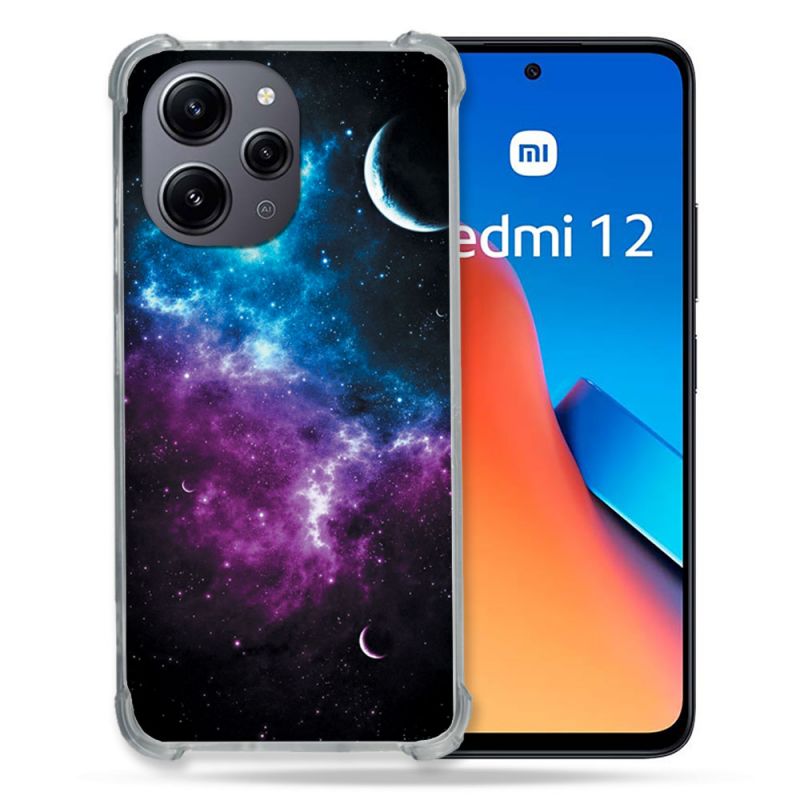 Coque Renforcée En Verre Trempé Pour Xiaomi Redmi 12 5G Univers Bleu Violet