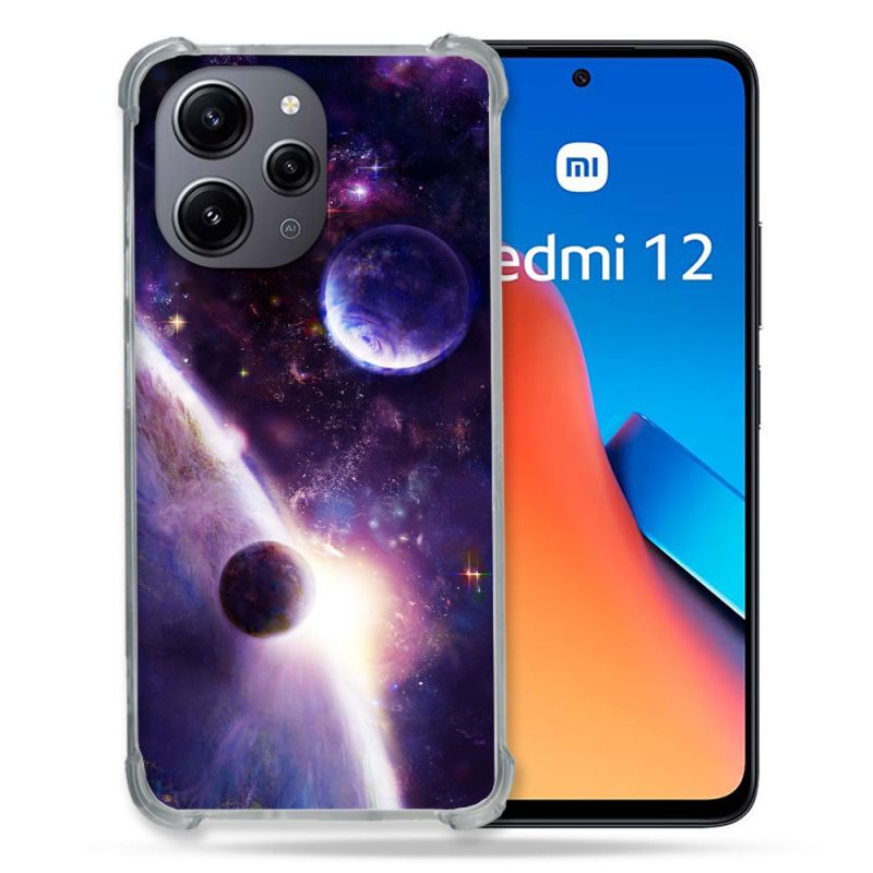 Coque Renforcée En Verre Trempé Pour Xiaomi Redmi 12 5G Univers Planete Stellaire