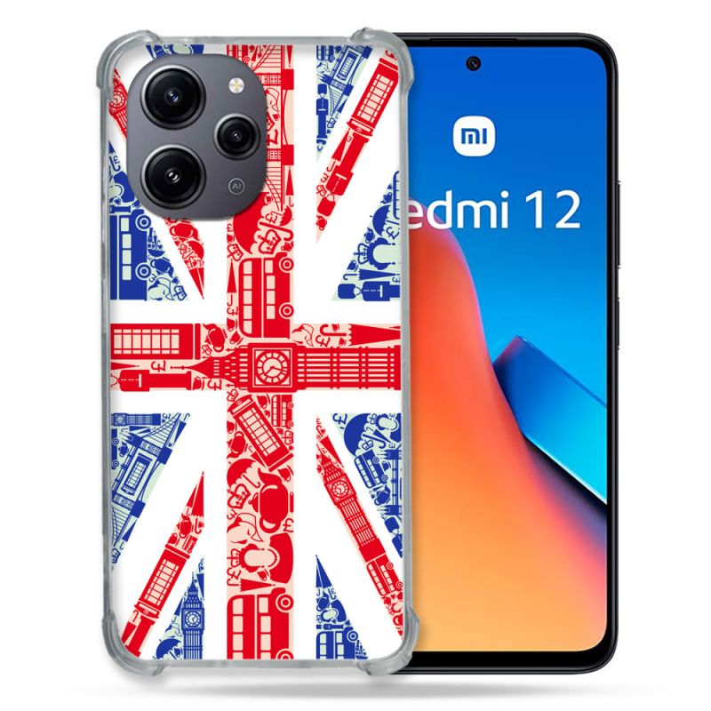 Coque Renforcée En Verre Trempé Pour Xiaomi Redmi 12 5G Voyage Angleterre Blanc