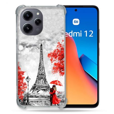 Coque Renforcée En Verre Trempé Pour Xiaomi Redmi 12 5G Voyage France Paris Rouge