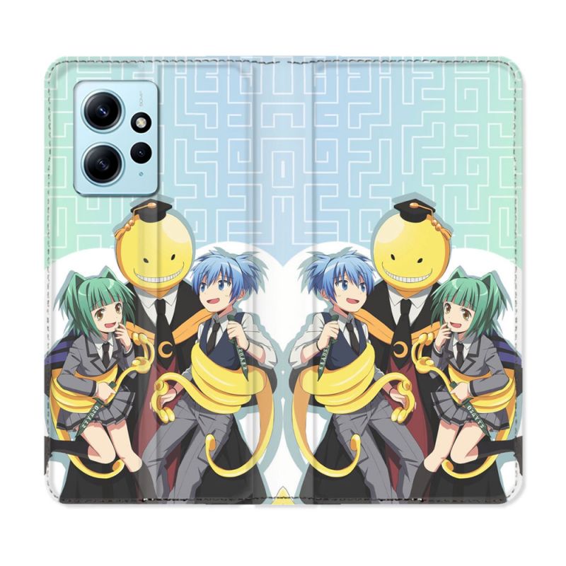 Housse Cuir Portefeuille Pour Xiaomi Redmi Note 12 4G Manga Assassination Classroom Kuro Trio