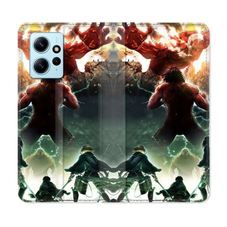 Housse Cuir Portefeuille Pour Xiaomi Redmi Note 12 4G Manga Attaque Titans Combat