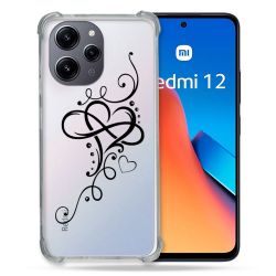 Coque Renforcée En Verre Trempé Transparente Pour Xiaomi Redmi 12 5G Cœur infini