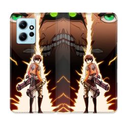 Housse Cuir Portefeuille Pour Xiaomi Redmi Note 12 4G Manga Attaque Titans Eren Eclair