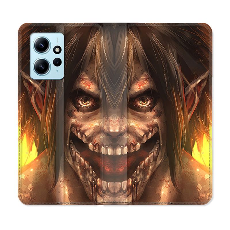 Housse Cuir Portefeuille Pour Xiaomi Redmi Note 12 4G Manga Attaque Titans Eren Titan