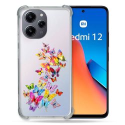 Coque Renforcée En Verre Trempé Transparente Pour Xiaomi Redmi 12 5G Papillon Multicolore