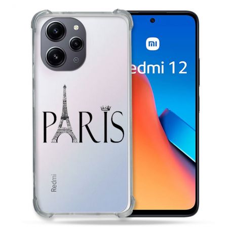 Coque Renforcée En Verre Trempé Transparente Pour Xiaomi Redmi 12 5G Paris Noir