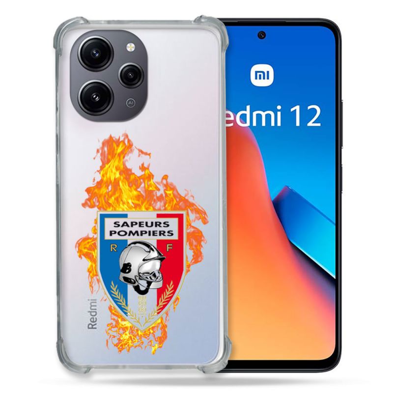 Coque Renforcée En Verre Trempé Transparente Pour Xiaomi Redmi 12 5G Pompier Feu