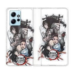 Housse Cuir Portefeuille Pour Xiaomi Redmi Note 12 4G Manga Demon Slayer Blanc