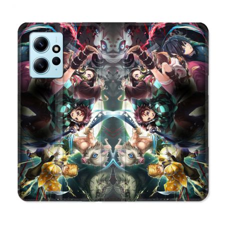 Housse Cuir Portefeuille Pour Xiaomi Redmi Note 12 4G Manga Demon Slayer Groupe