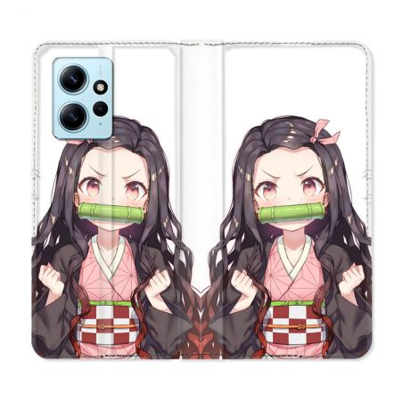 Housse Cuir Portefeuille Pour Xiaomi Redmi Note 12 4G Manga Demon Slayer Nezuko