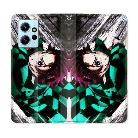 Housse Cuir Portefeuille Pour Xiaomi Redmi Note 12 4G Manga Demon Slayer Tanjiro