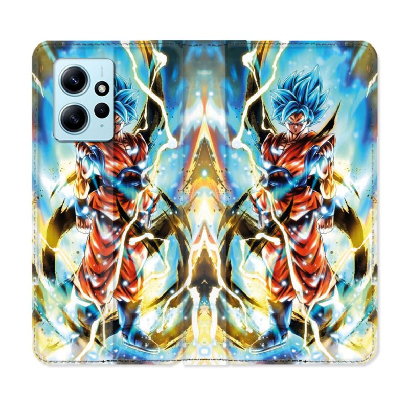 Housse Cuir Portefeuille Pour Xiaomi Redmi Note 12 4G Manga Dragon Ball Sangoku Blanc
