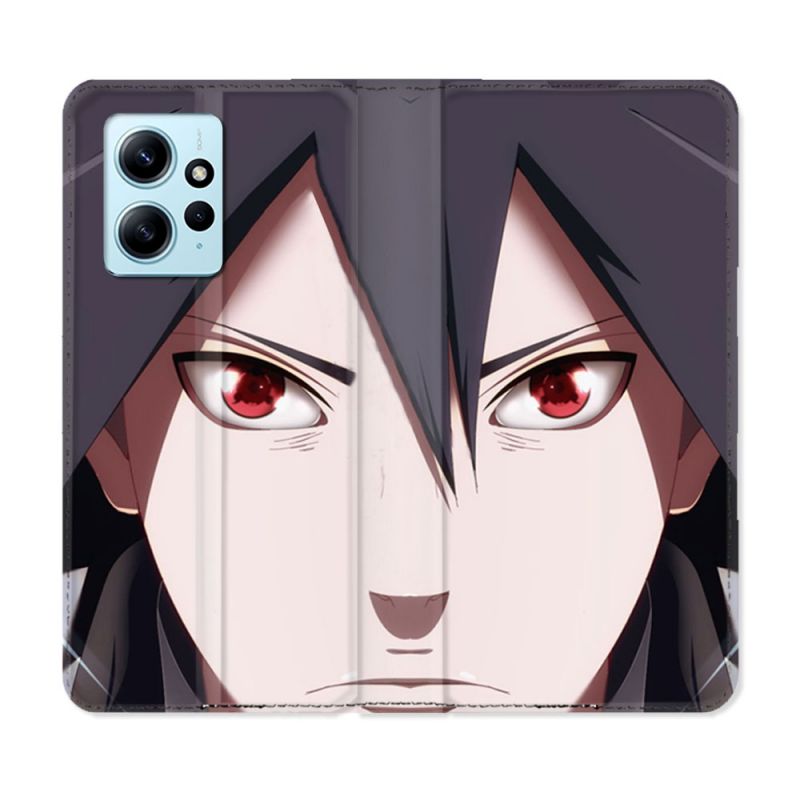 Housse Cuir Portefeuille Pour Xiaomi Redmi Note 12 4G Manga Naruto Sasuke visage