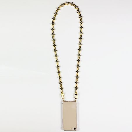 Coque Renforcée En Verre Trempé Transparente Pour Xiaomi Redmi 12 5G Lanière / Cordon Bijou Diamant Or Clair