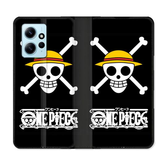 Housse Cuir Portefeuille Pour Xiaomi Redmi Note 12 4G Manga One Piece Tete de Mort