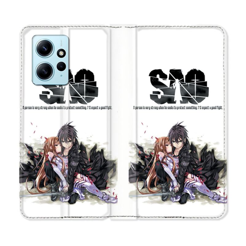 Housse Cuir Portefeuille Pour Xiaomi Redmi Note 12 4G Manga SAO sword Art Online Blanc