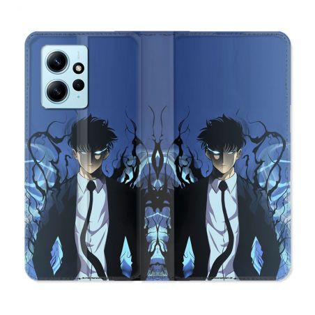 Housse Cuir Portefeuille Pour Xiaomi Redmi Note 12 4G Manga Solo Leveling Sung Bleu