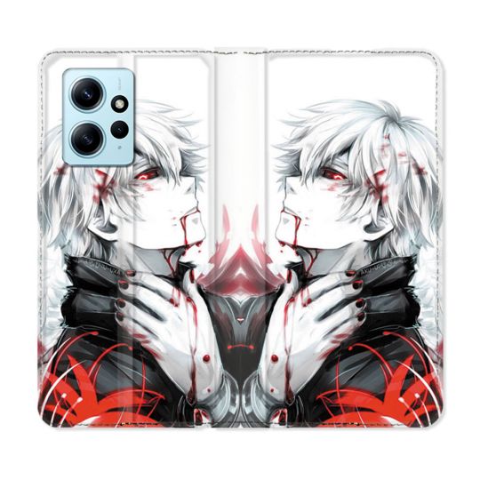Housse Cuir Portefeuille Pour Xiaomi Redmi Note 12 4G Manga Tokyo Ghoul Kaneki Blanc
