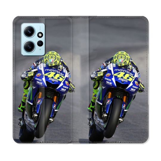 Housse Cuir Portefeuille Pour Xiaomi Redmi Note 12 4G Moto Course GP Wheeling 46