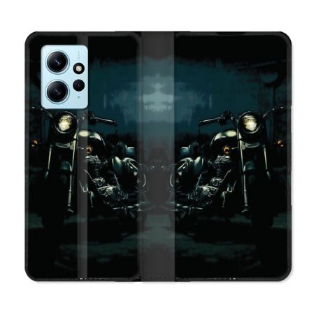 Housse Cuir Portefeuille Pour Xiaomi Redmi Note 12 4G Moto Harley Vintage