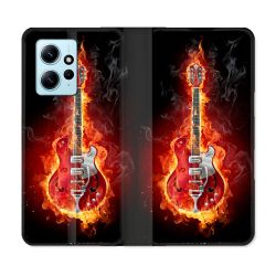 Housse Cuir Portefeuille Pour Xiaomi Redmi Note 12 4G Musique Guitare Electrique