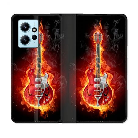Housse Cuir Portefeuille Pour Xiaomi Redmi Note 12 4G Musique Guitare Electrique